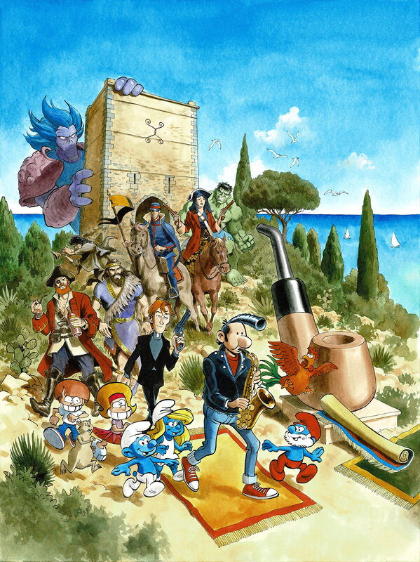 En vente - Pierre Taranzano, Affiche festival BD de Cogolin - Illustration originale