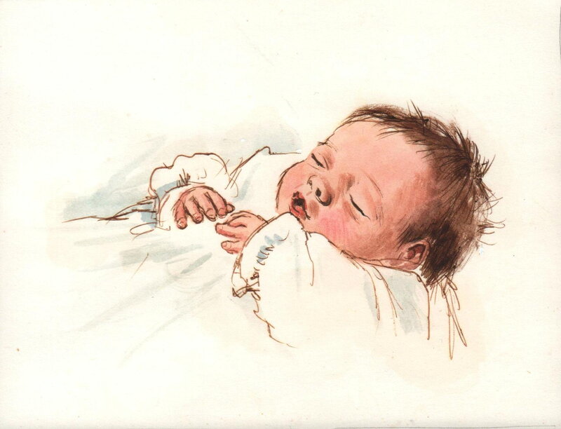 En vente - Birth-Card par Gabrielle Vincent - Illustration originale