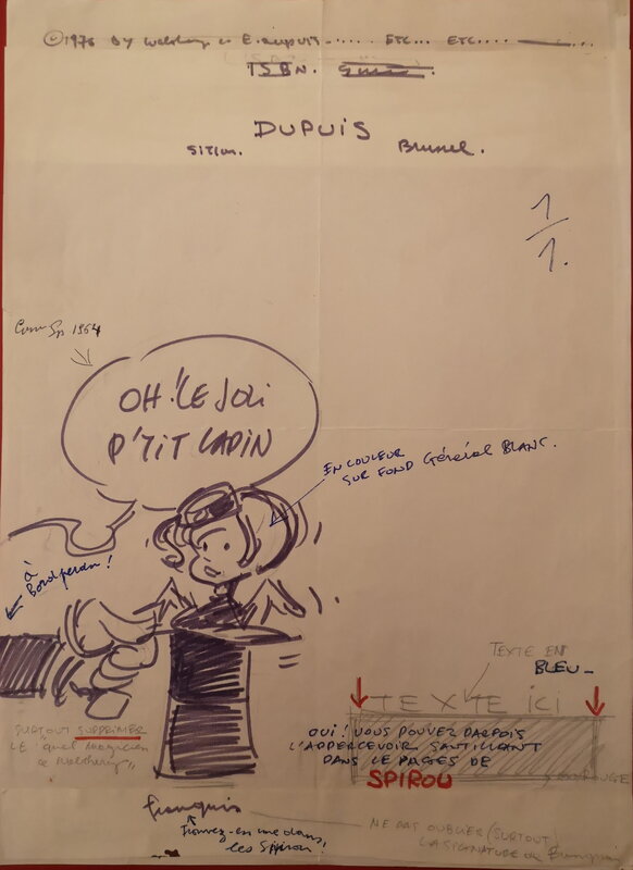 En vente - François Walthéry, Natacha : Dessin préparatoire pour pub Franquin dans 