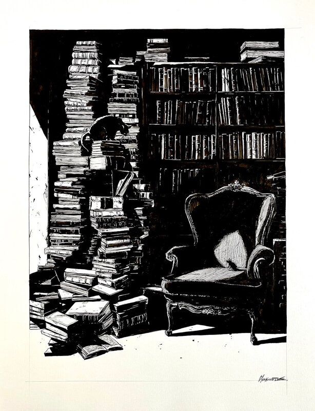 Christophe Chabouté, Le chat et la souris... - Illustration originale