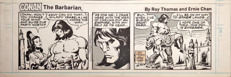 Ernie Chan, Roy Thomas, Conan the Barbarian Daily Comic Strip, strip du 25/08/1979 - Planche originale