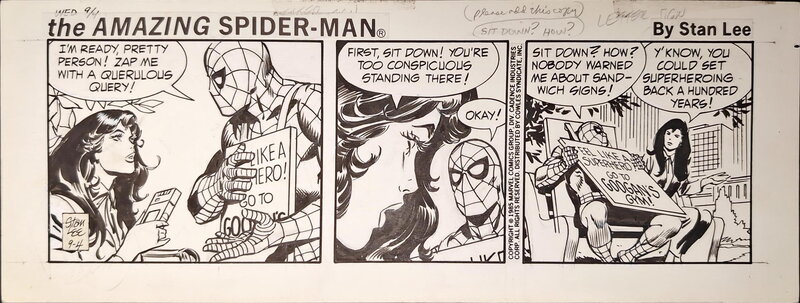 Floro Dery, Stan Lee, The Amazing Spider-Man: Newspaper Comic Strip - 04/09/1985 - Planche originale