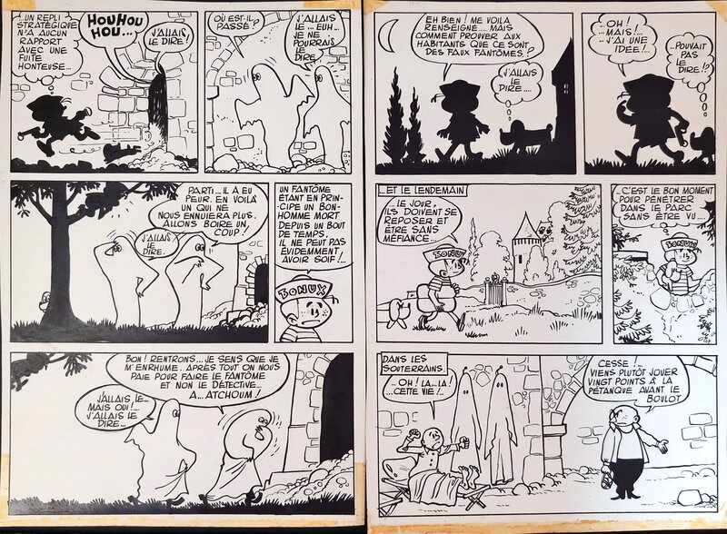 Jijé, Benoît Gillain, Bonux boy n°6 : Bonux-Boy au village, pages 3 et 4 - Planche originale
