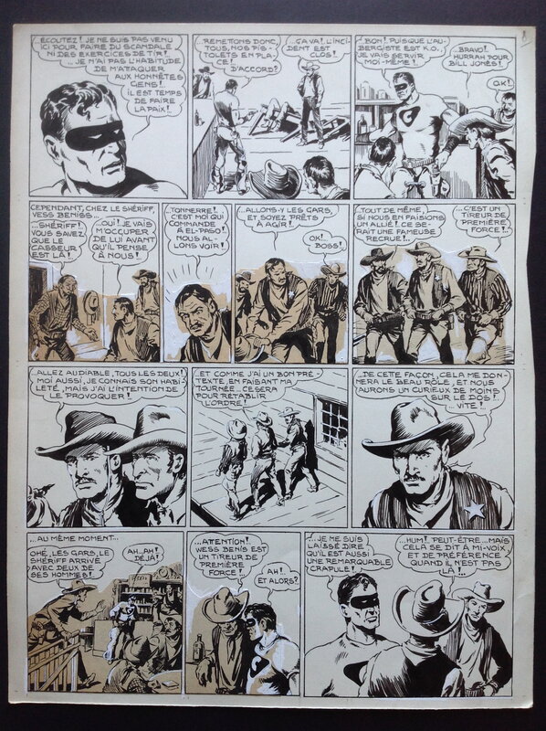 En vente - Galep, Aurelio Galleppini, Atelier Chott, Rémy, Rémy Bordelet, Galep Aurelio Galleppini & Rémy Big Bill Le Casseur Planche Originale 2 du BB 69 ,Encre Gouache Atelier Chott 1952 Top - Planche originale