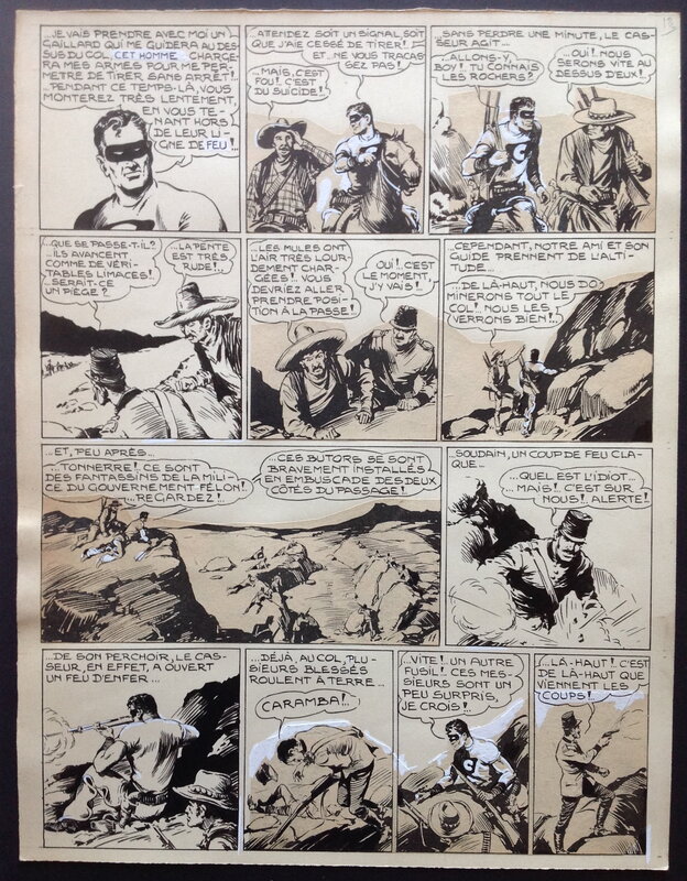 En vente - Galep, Aurelio Galleppini, Atelier Chott, Rémy, Rémy Bordelet, Galep Aurelio Galleppini & Rémy Big Bill Le Casseur Planche Originale 7 du BB 69 , Encre Gouache Atelier Chott 1952 Top - Planche originale