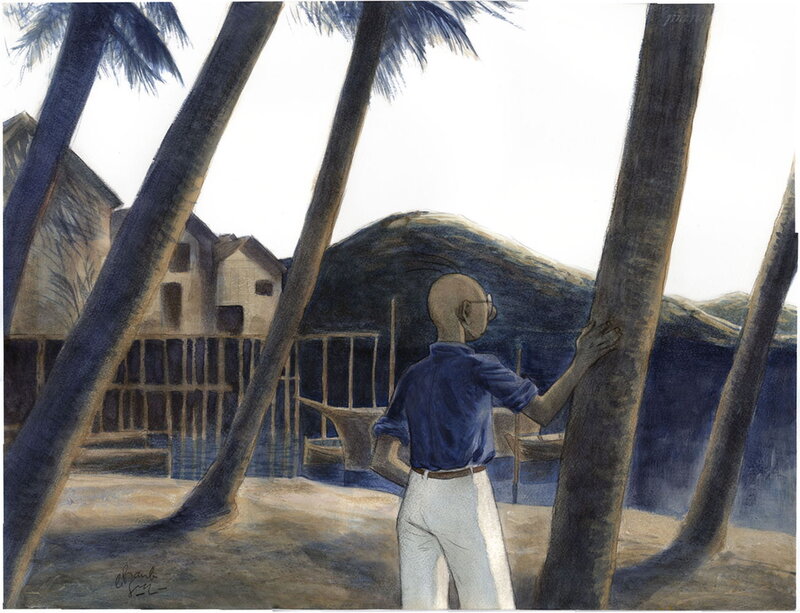 For sale - Frank Le Gall, Théodore Poussin - Trengganu Coast - Original Illustration