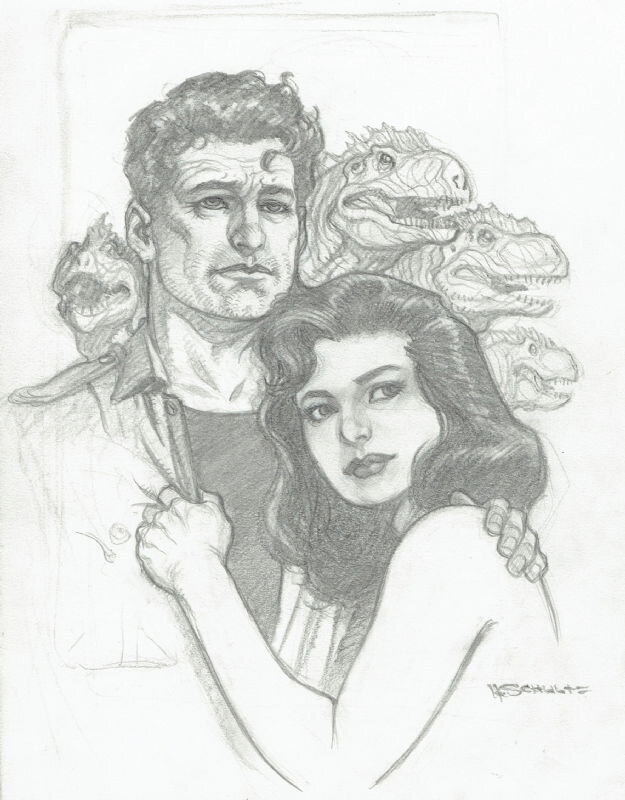 Mark Schultz, Hannah and Jack on a good hair day - Illustration originale