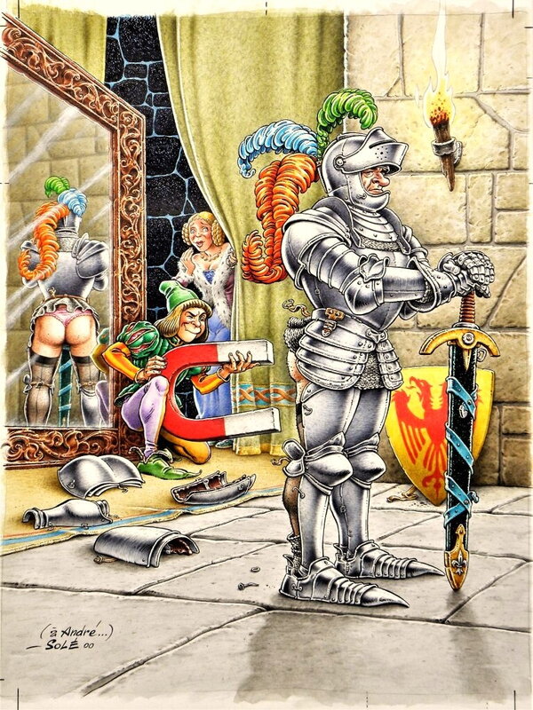 For sale - Fluide Glacial – Couverture – « Le Chevalier » – Illustration originale – Jean Solé - Original Cover