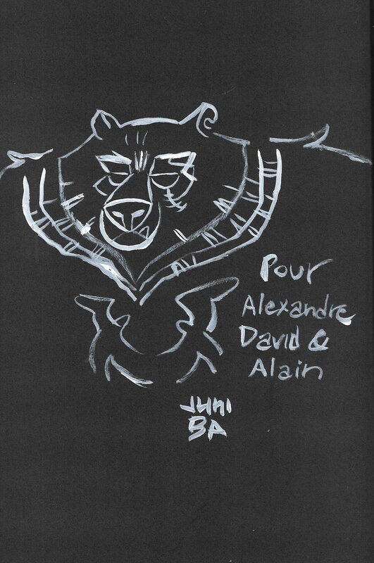 Juni Ba, Dédicace sur l'album Les fables du roi des Aulnes - Sketch