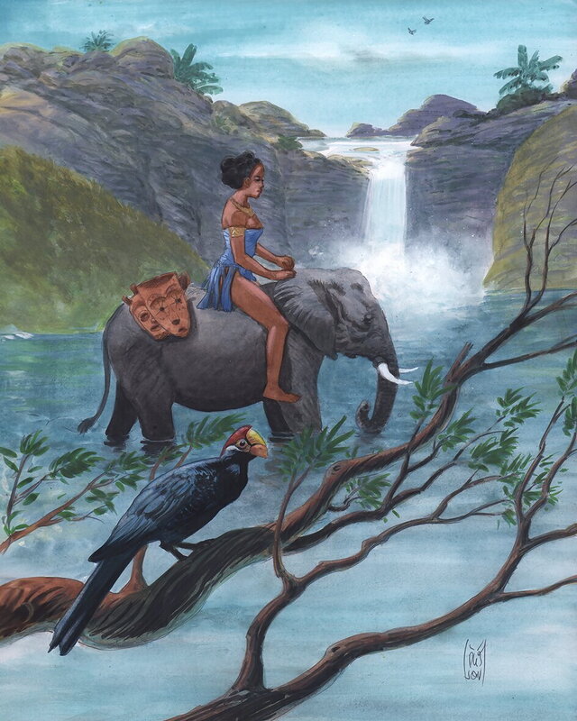 For sale - François Plisson, La cérémonie des masques - Original Illustration