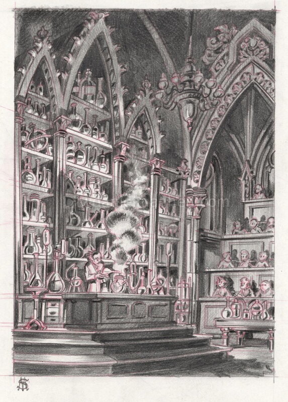 Stan Manoukian, Marie Shelley, Manoukian, illustration préparatoire Frankenstein, Les maîtres étaient à la recherche de l'immortalité, planche n°69, 2025. - Illustration originale