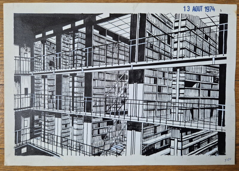 Bibliothèque par Guy Lehideux - Illustration originale