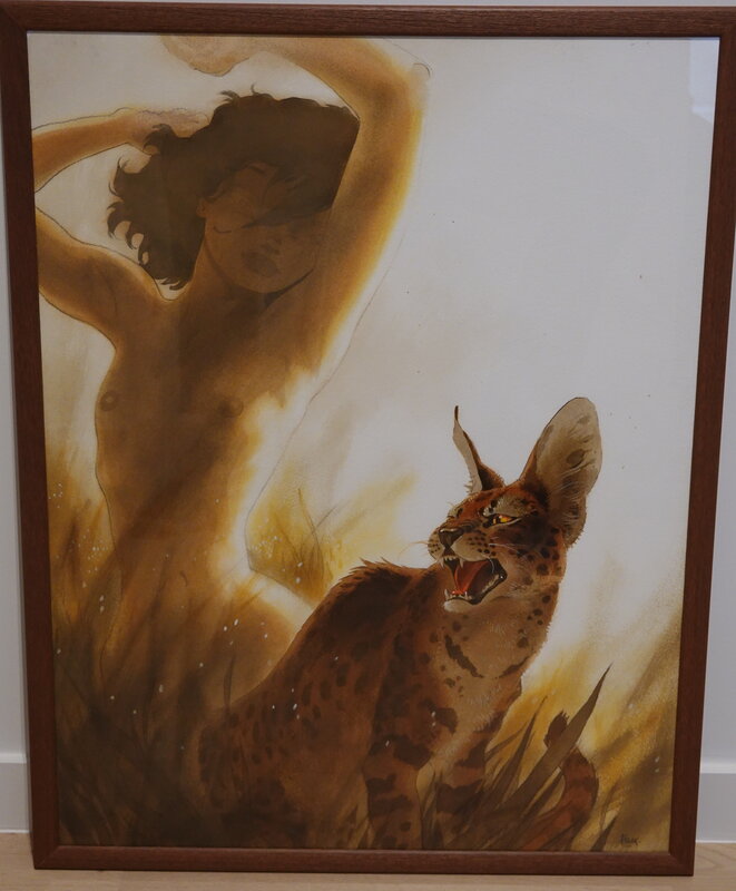 Frank, Manon et le caracal. - Illustration originale