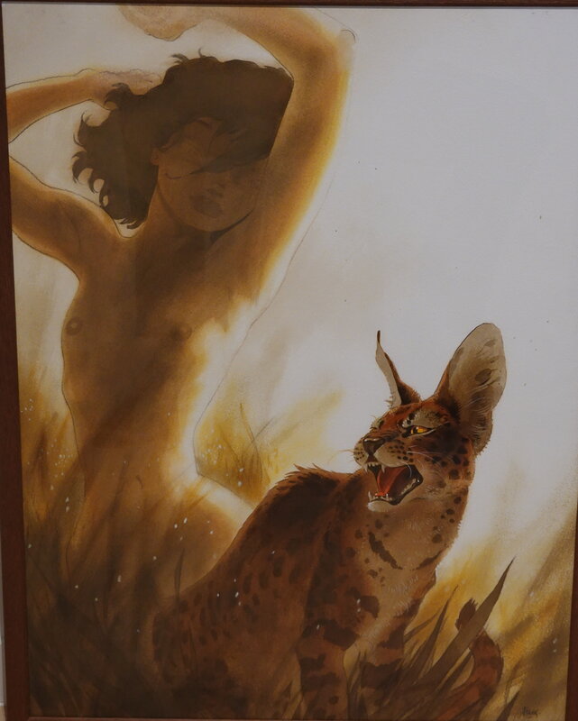 Frank, Manon et le caracal. - Original Illustration