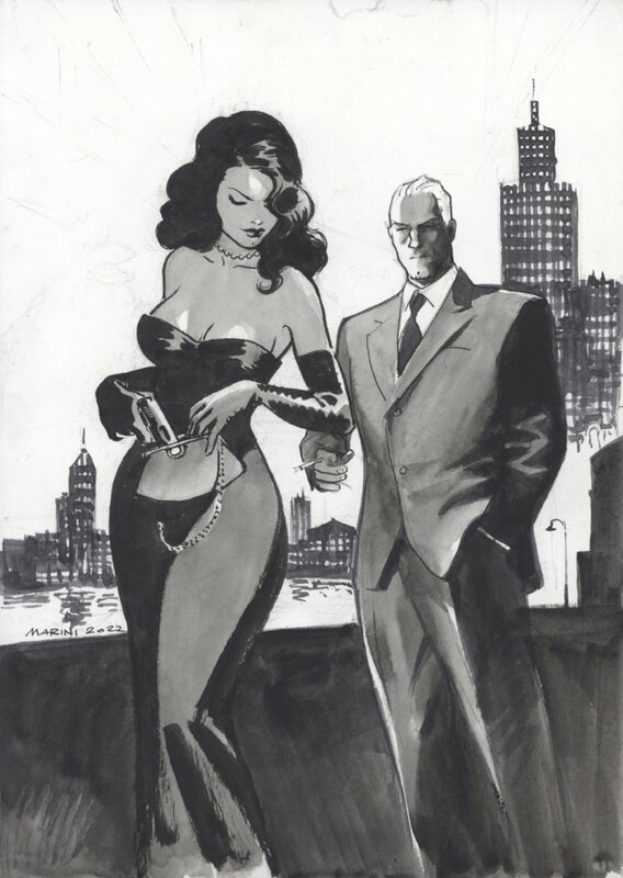 Enrico Marini, Noir burlesque - Slick et Ava - Illustration originale