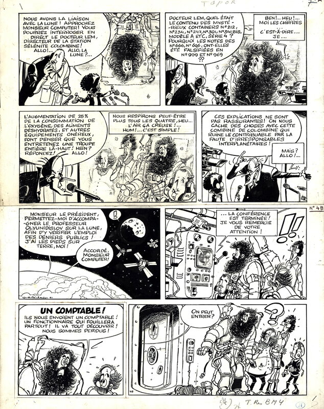 En vente - Wasterlain : Bob Moon et Titania tome 1 planche 4 - Planche originale