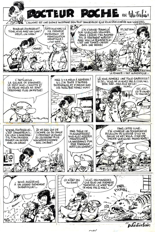 En vente - Wasterlain : Docteur Poche tome 8, gag numéro 17 - Planche originale