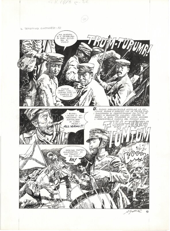 En vente - Alarico Gattia, Emilio Salgari, Il tamburino giapponese - p. 10 - Planche originale