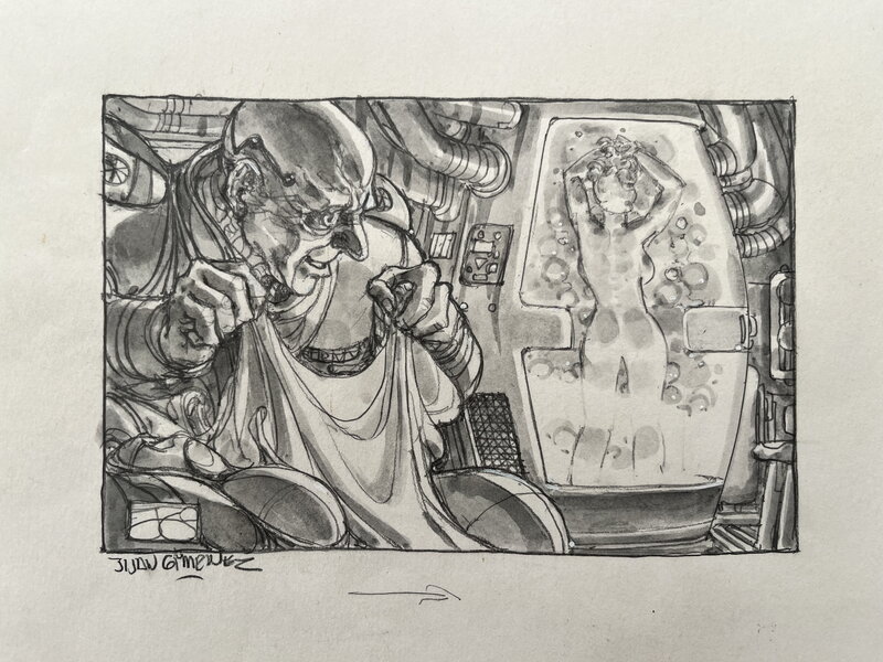 Juan Giménez, Sans titre / La douche ??? - Illustration originale