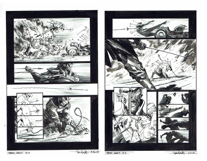 For sale - Sean Murphy, Action - Tokyo Ghost - Issue 5 pages 10 et 11 - Comic Strip