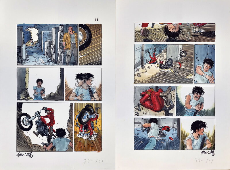 En vente - Katsuhiro Otomo, Steve Oliff, Akira - Issue 26 - pages 9 et 10 - Planche originale