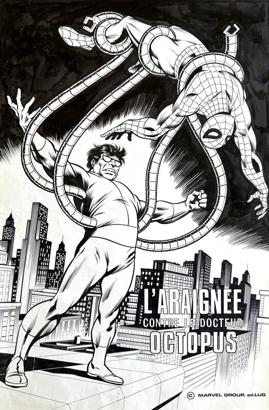 Poster original du Strange n°110 dessiné par Jean-Yves Mitton - L'Araignée contre le Dr. Octopus - planche originale - comic art - Comic Strip