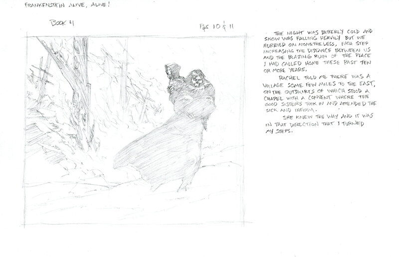 For sale - Berni Wrightson, Frankenstein Alive, Alive! - pages 10 et 11 - Original art