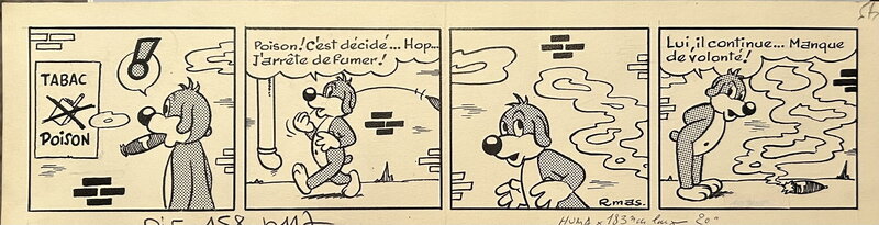 En vente - Roger Mas, José Cabrero Arnal, Mas, Strip Pif Tabac, PifGadget#158, 1972. - Planche originale