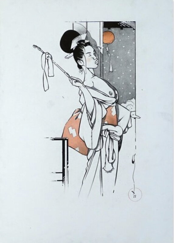 Geisha en hiver by Michetz - Original Illustration