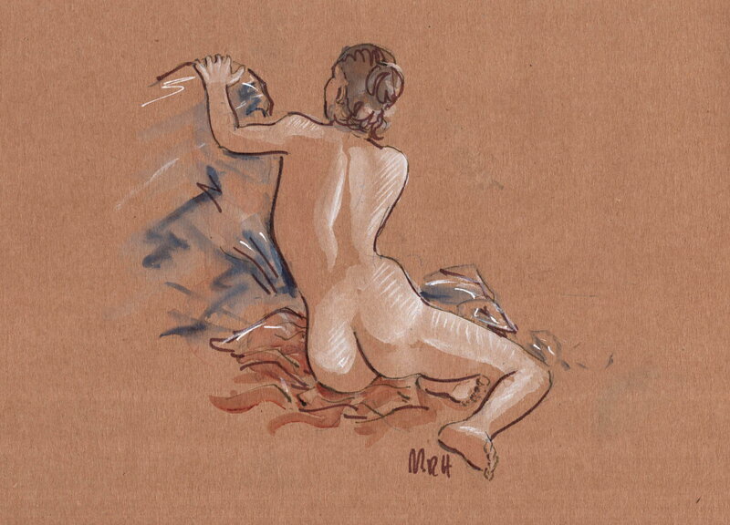 For sale - Nu de dos au rocher by Marc Rouchairoles - Original art