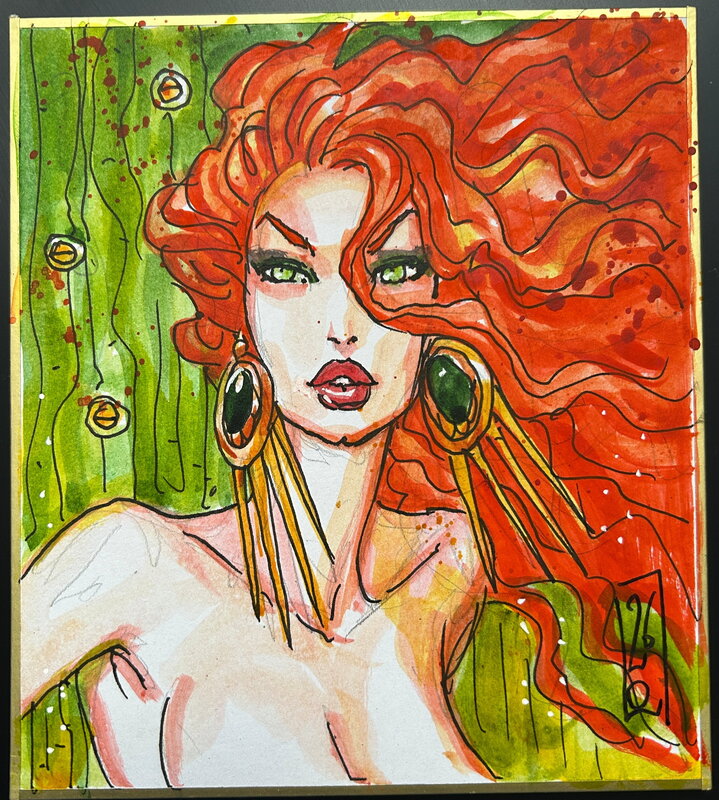 Olivier Ledroit, Shikishi de la Succube de Chroniques de La Lune Noire - Illustration originale