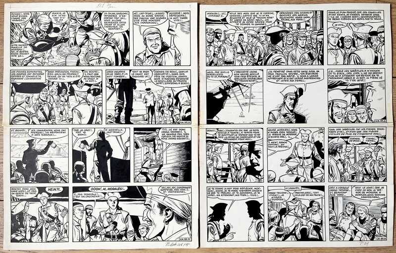 Victor Hubinon, Barbe Rouge - l'Ile de l'Homme Mort - planche 44 et 45 - Comic Strip