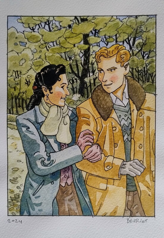 Jean-Michel Beuriot, Promenade en galante compagnie - Illustration originale