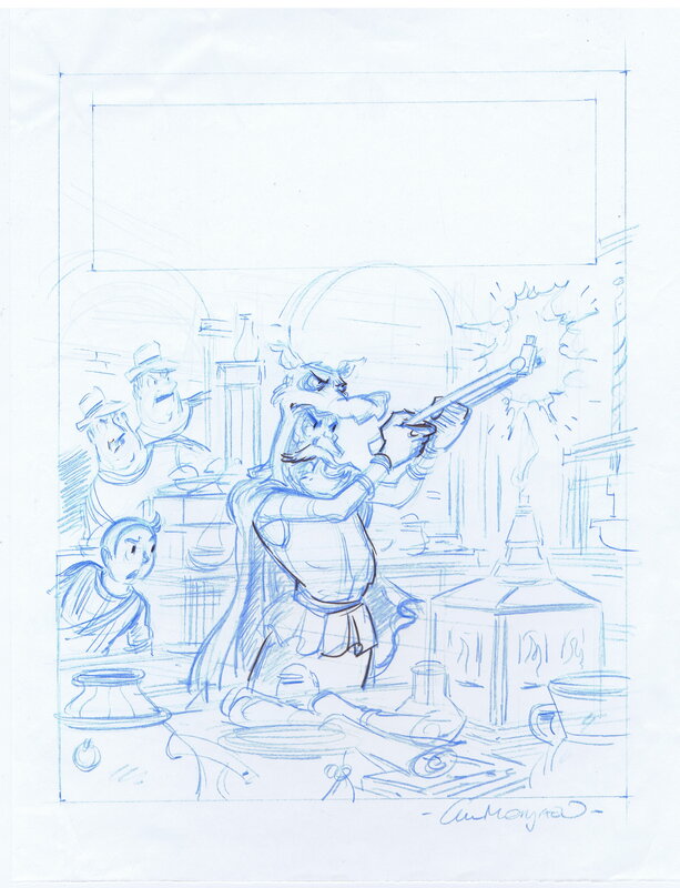 Luc Morjaeu, Suske en Wiske - Het verloren Verleden - voorstudie cover - Original art