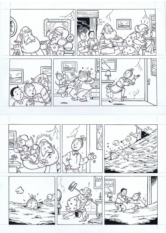 Walter Van Gasse, Suske en Wiske De koppige kluizenaar - originele pagina - Planche originale