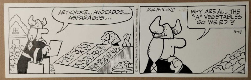 En vente - Dik Browne, Hagar daily November 14, 1987 - Planche originale