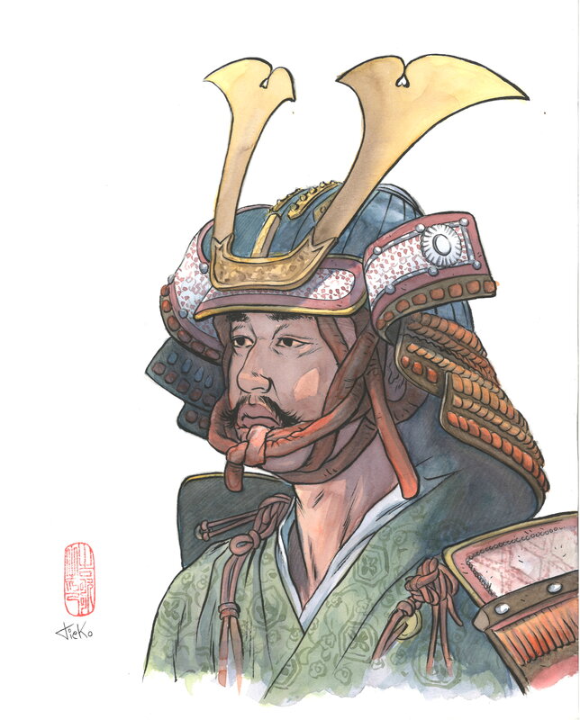En vente - Tieko - Illustration Samuraï - Illustration originale