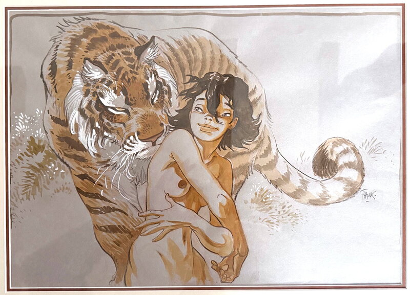 Manon et son tigre par Frank Pé - Illustration originale