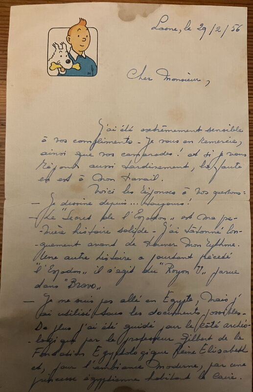 Lettre de E.-P. Jacobs à mon père - Œuvre originale