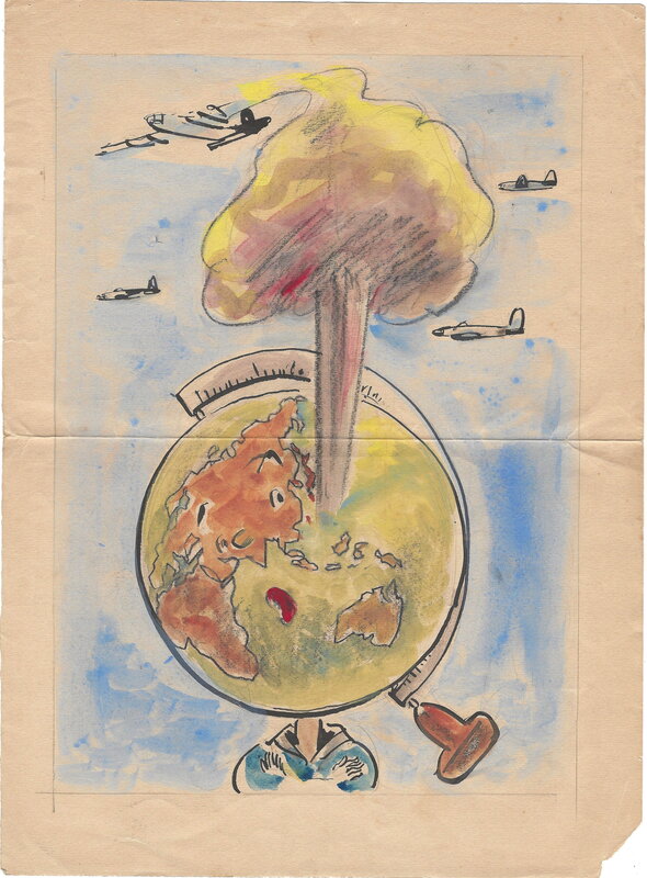 Saso Yoshikuni, The World's Atomic Fever | VAN 総合諷刺雑誌 (Voluntary Satirical Magazine) - Original Illustration