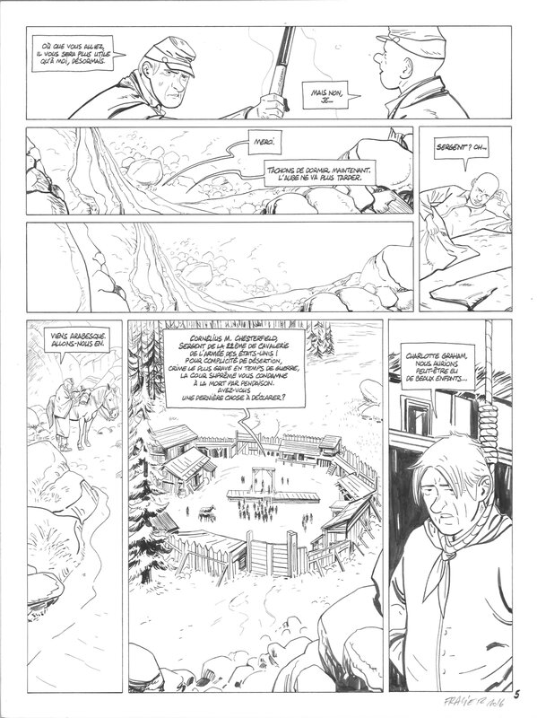 En vente - Olivier Frasier, Willy Lambil, Raoul Cauvin, Louis Salvérius, Olivier Frasier - Les tuniques bleues p. 05 - Planche originale