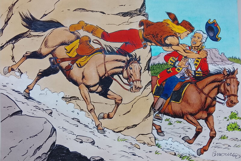 En vente - André Amouriq, Blek vs Officier Anglais - Planche originale