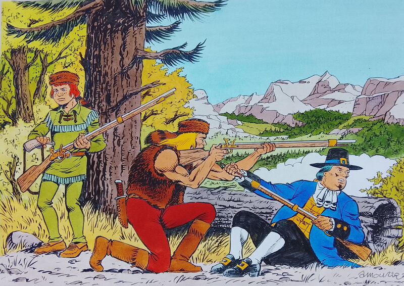 En vente - André Amouriq, Le trio Blek en ambassade - Planche originale