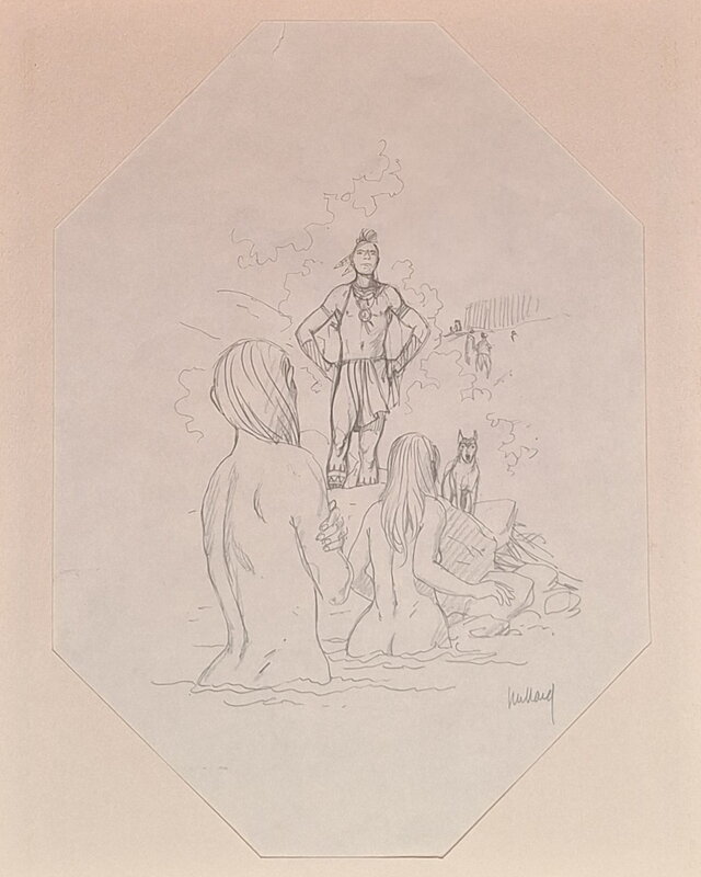 André Juillard, Case crayonnée de plume au vent - Œuvre originale