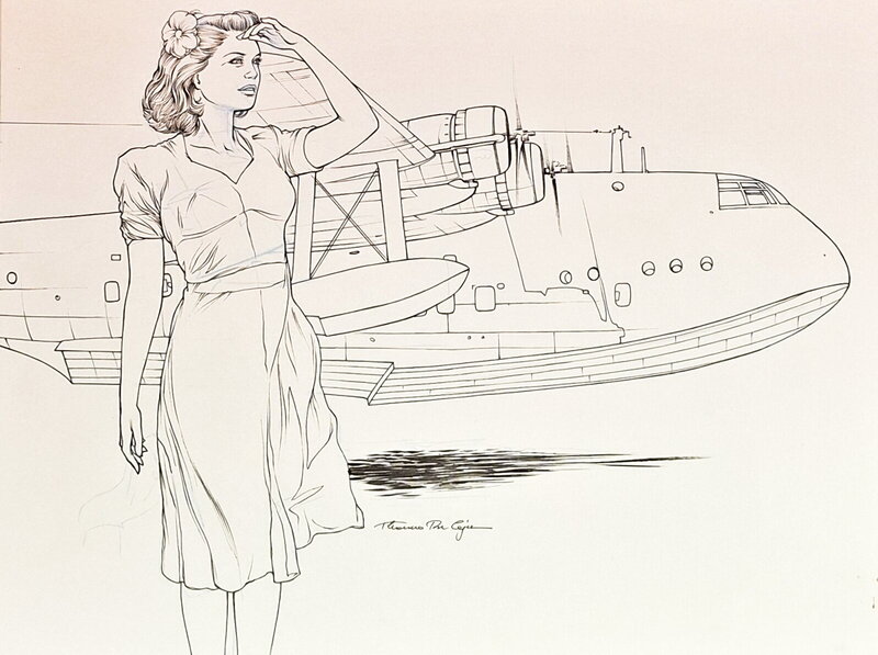 Thomas Du Caju, Ex libris Girls and Wings - Illustration originale