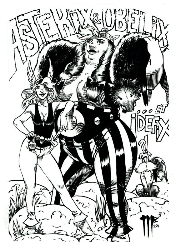 En vente - Les deux gauloises par Philippe Bringel - Illustration originale