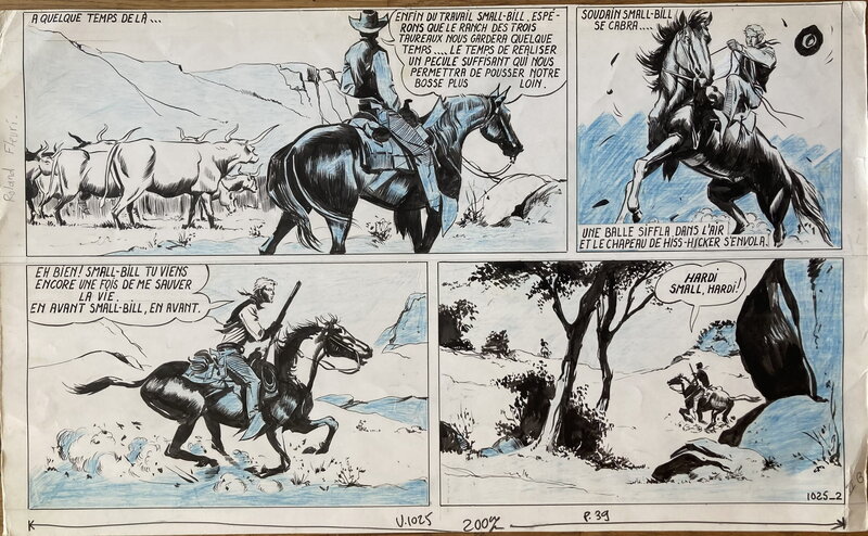 Roland Fleuri, Jean Sanitas, 1965 - Le cheval borgne de Hiss Hicker - Planche originale