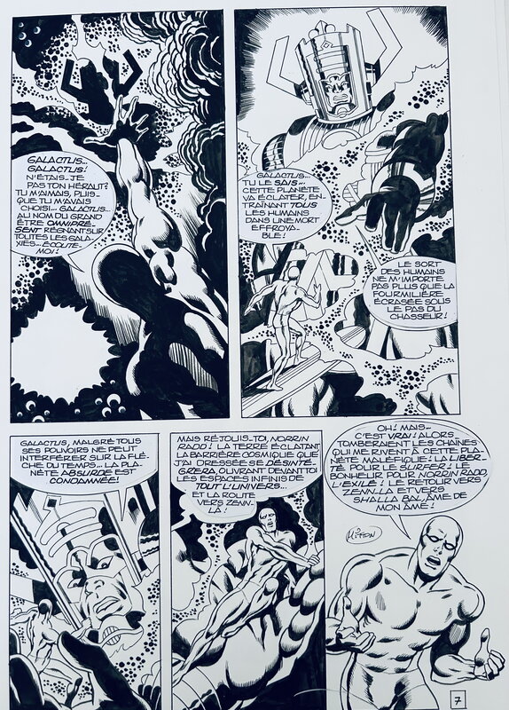 Jean-Yves Mitton, Marcel Navarro, John Buscema, Stan Lee, Mitton, Le Surfer d’argent#25, La porte étroite, 1ére partie, planche n°7, 2015. - Planche originale