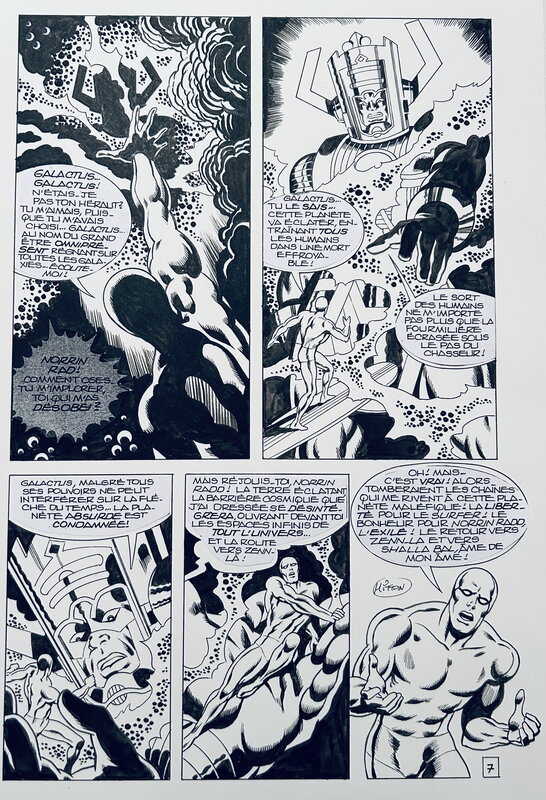 Jean-Yves Mitton, Marcel Navarro, John Buscema, Stan Lee, Mitton, Le Surfer d’argent#25, La porte étroite, 1ére partie, planche n°7, 2015. - Comic Strip