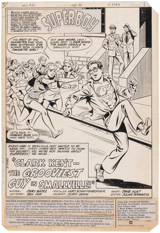 Kurt Schaffenberger, Dave Hunt, Jerry Serpe, Cary Bates, Ben Oda, New adventures of Superboy vol. 3 #26 complete story - Original art